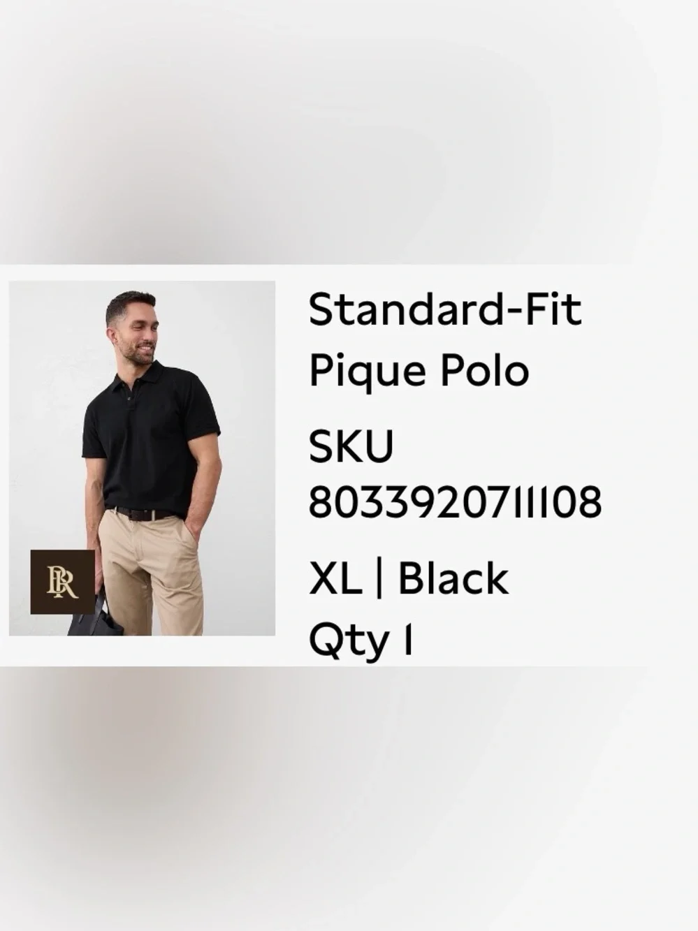 Banana Republic Black Short-Sleeve Pique Polo XL